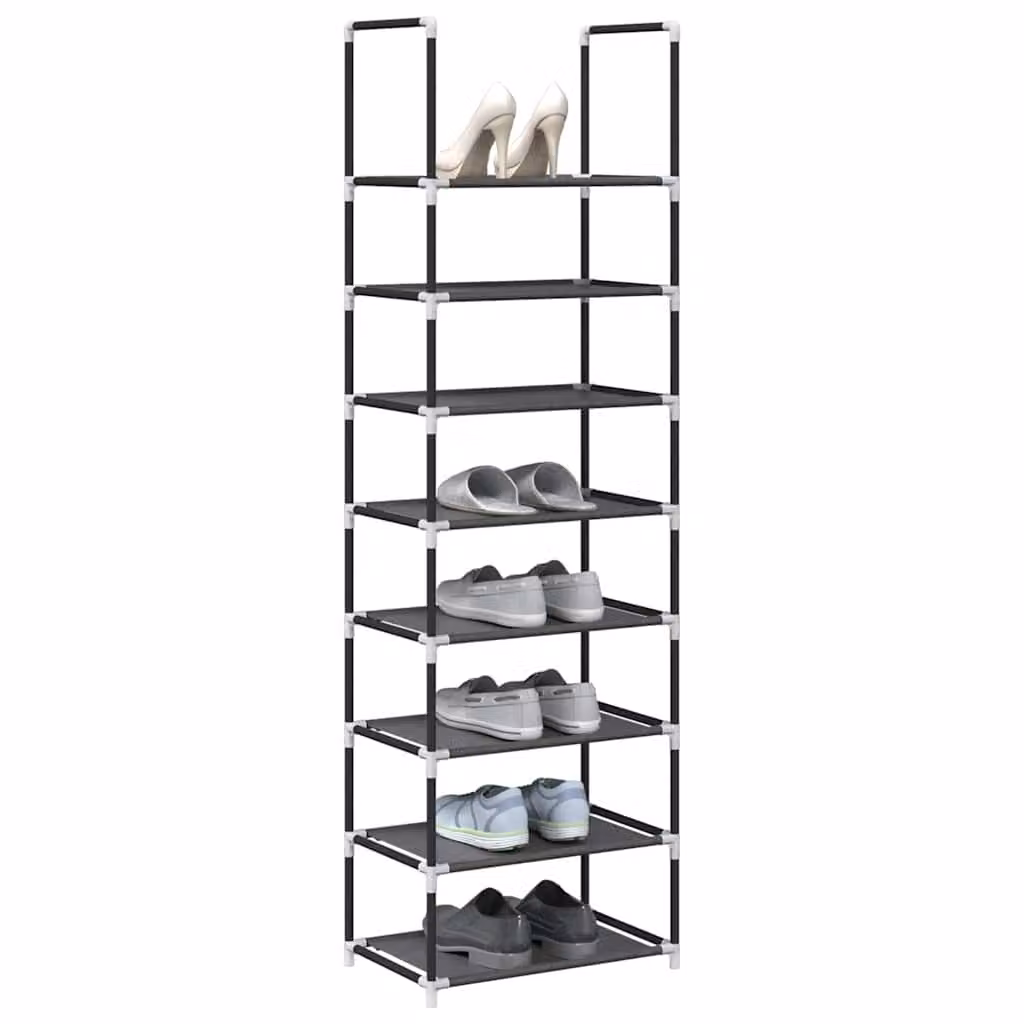 Scarpiera moderna vidaXL nera con ripiani interni in metallo e plastica, L: 44 cm, P: 28 cm, H: 145 cm