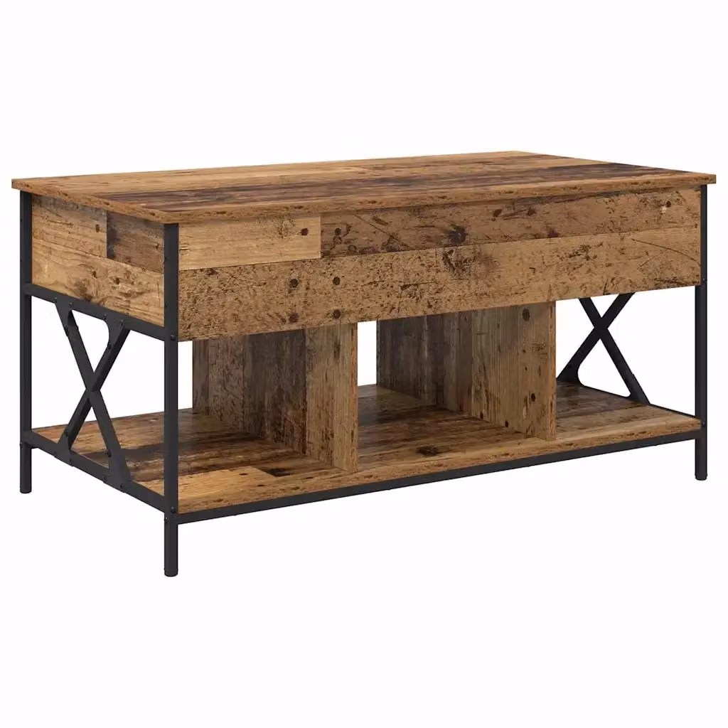 Tavolino da salotto moderno vidaXL in legno e metallo marrone L: 100 cm, P: 55 cm, H: 49.5 cm – 2