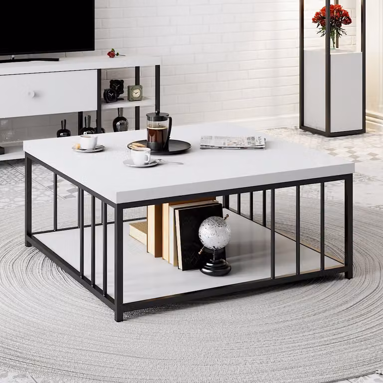 Skye Decor, Zenn - Bianco, Nero, tavolini da caffè, bianco, 90 x 40 x 90 cm
