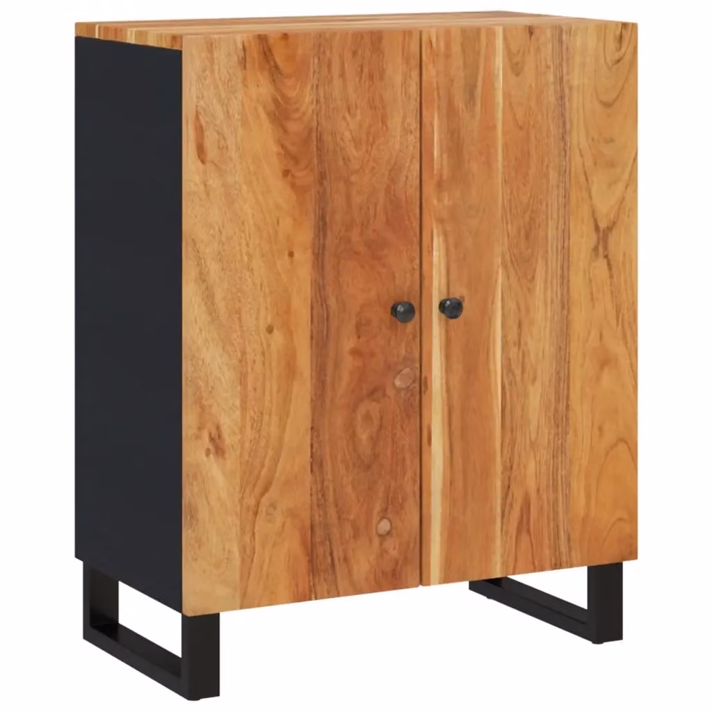 Credenza in legno di acacia e metallo stile industrial vidaXL, marrone e nero, L: 60 cm, P: 33 cm, H: 75 cm – 2
