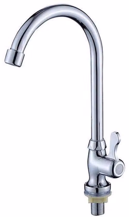 Miscelatore a braccio singolo con collo lungo, alto, universale e orientabile, lavello da cucina verticale, rubinetto singolo per acqua fredda