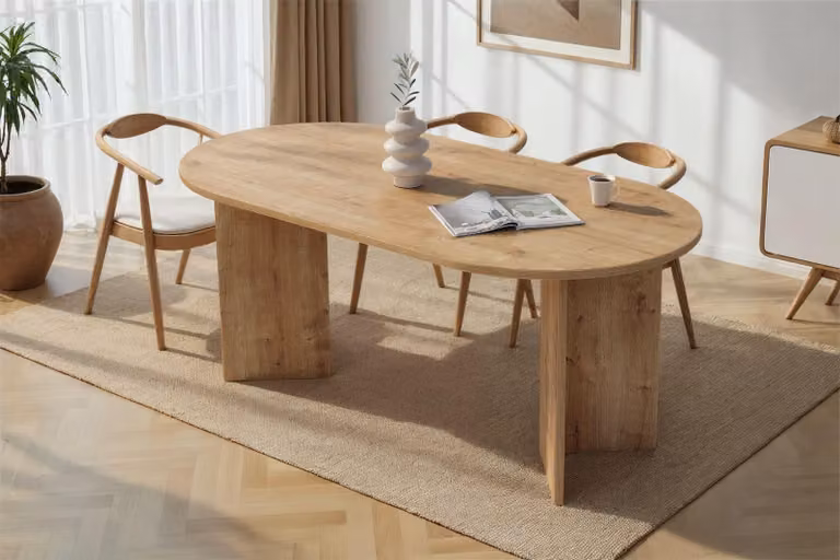 Skye Decor, Sablin - Sapphire Oak, tavolo da pranzo, rovere zaffiro, 100% pannello truciolare rivestito in melamina, 180 x 90 x 75 cm