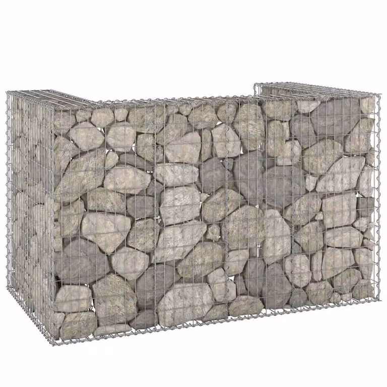 vidaXL Gabbione per Bidoni in Acciaio Zincato Grigio L: 180 cm, P: 100 cm, H: 110 cm