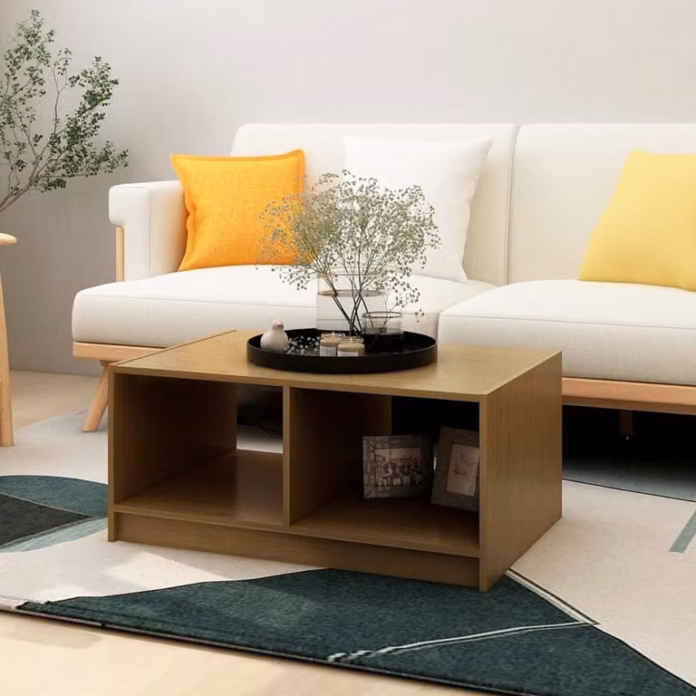 The Living Store Tavolino marrone miele 75x50x33,5 cm in legno di pino massiccio
