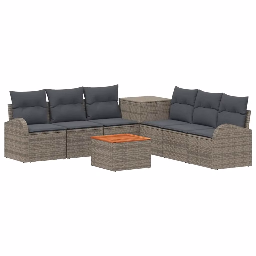Set di divani da giardino a forma di U vidaXL in polyrattan con tavolino da caffè e cuscini, Grigio e Antracite – 2