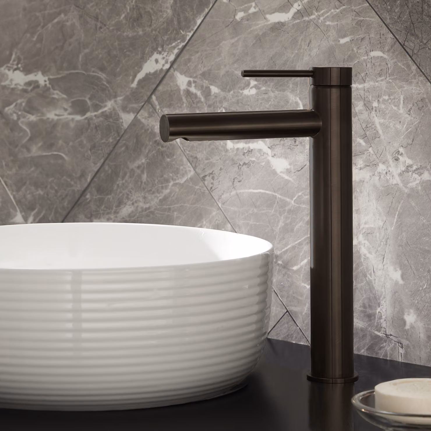 Rubinetto Miscelatore Alto per Lavabo Monoforo - Nichel Nero - Otto