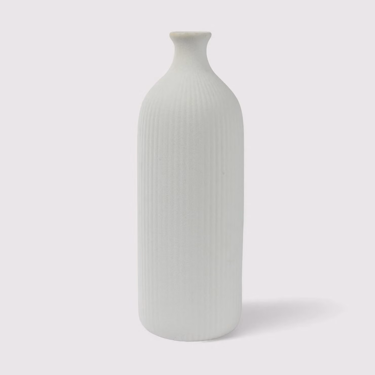 Bilinga - Vaso decorativo alto e stretto in gres bianco