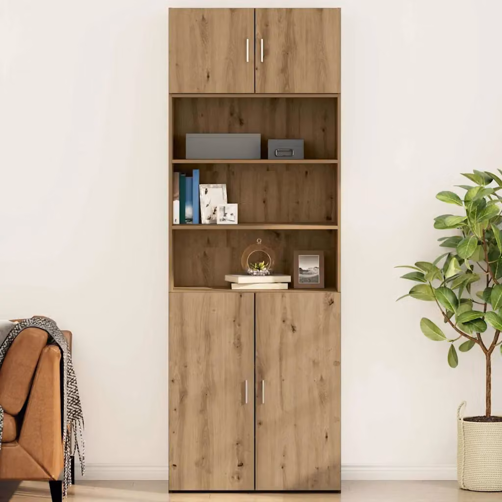 Armadietto a muro vidaXL in legno rovere marrone con ante a battente e ripiani interni L: 80 cm, P: 42.5 cm, H: 40 cm