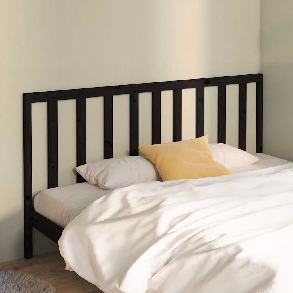 Testiera per letto vidaXL in legno massello di pino nero, stile rustico, L: 206 cm, H: 100 cm, P: 4 cm