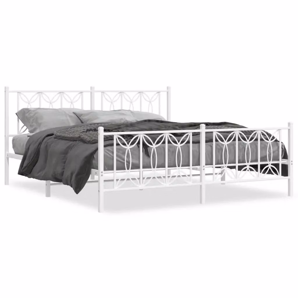 Giroletto vidaXL in metallo bianco con testiera e pediera L: 187 cm, P: 90 cm, H: 219 cm – 2
