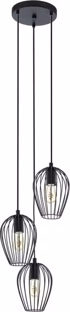 Lampadario a sospensione Eglo Newtown in metallo nero con 3 luci E27