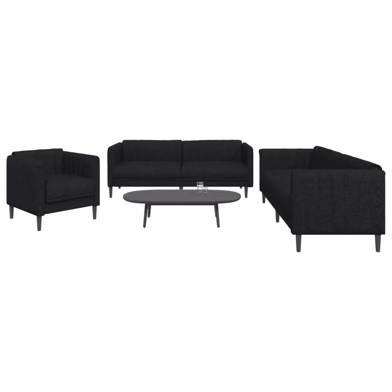 Set di divani 3 pezzi vidaXL in tessuto nero con design moderno per il tuo soggiorno