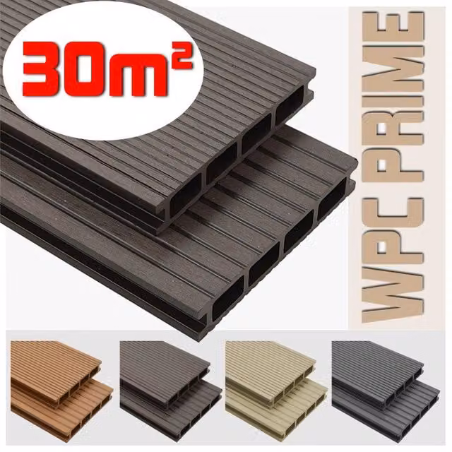 Listoni WPC per pavimentazione decking colore Coffee, copertura 30m², dimensioni listone L: 14 cm x P: 220 cm, spessore: 25 mm – 1
