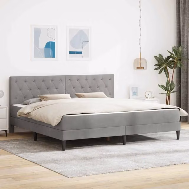 Struttura letto con materasso Grigio Chiaro 180 x 200 cm 3415066