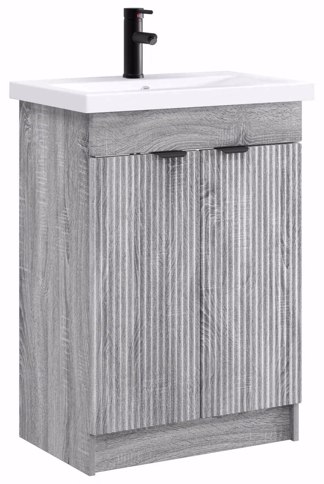 Set di mobili da bagno Sonoma grigio, dimensioni 56 x 37,5 x 81 cm