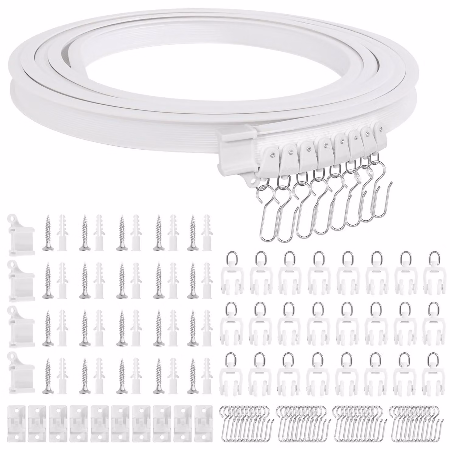 Solidchoice - Binario per tende flessibile, 4 metri - Ruote silenziose - Montaggio a soffitto - Sistema per tende - Tenda per doccia - PVC nanotecnologico di alta qualità - Sistema per tende