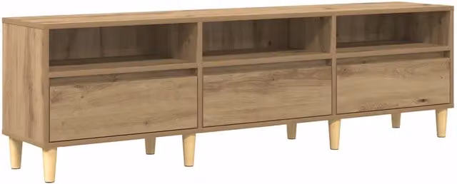 Mobile porta TV rustico HELLOSHOP26 in legno di rovere composito marrone L: 150 cm, P: 30 cm, H: 45 cm