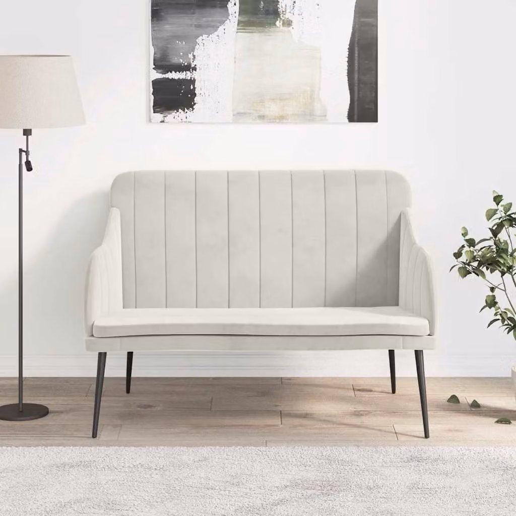 Panca vidaXL in velluto beige per soggiorno L: 110 cm, P: 76 cm, H: 80 cm