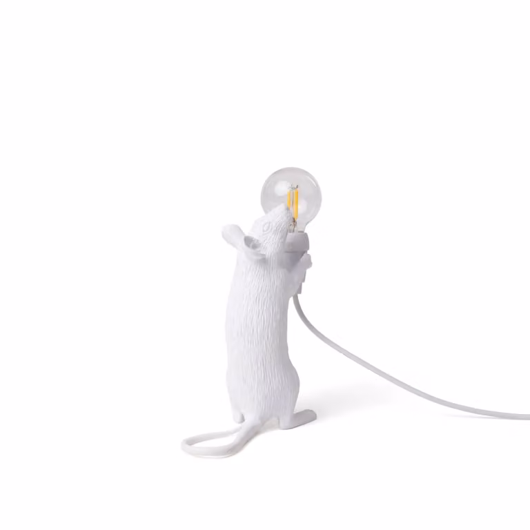 SELETTI Mouse Lamp Lampadina LED lampada decorativa USB verticale bianco Valentine, Bianco / Opale, Soggiorno / Sala da pranzo, Plastica, Design, Lampada da tavolo