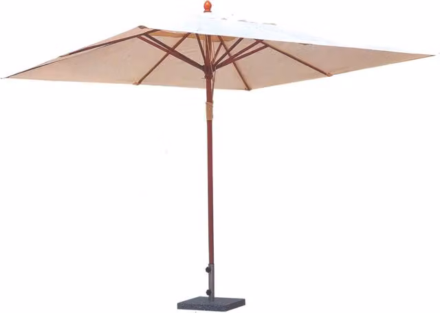 Ombrellone da Giardino Becker in Legno Tropicale Beige con Palo Ø48 mm e Copertura in Poliestere 2x3 m