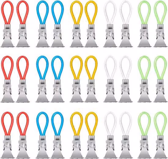 Ganci per asciugare in bagno e in cucina - 30 pezzi - 5 colori