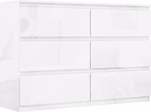 Cassettiera HOMCOM con 6 cassetti in legno, comò moderno e multiuso per camera da letto, Bianco, L 112 x P 34 x H 75 cm – 1