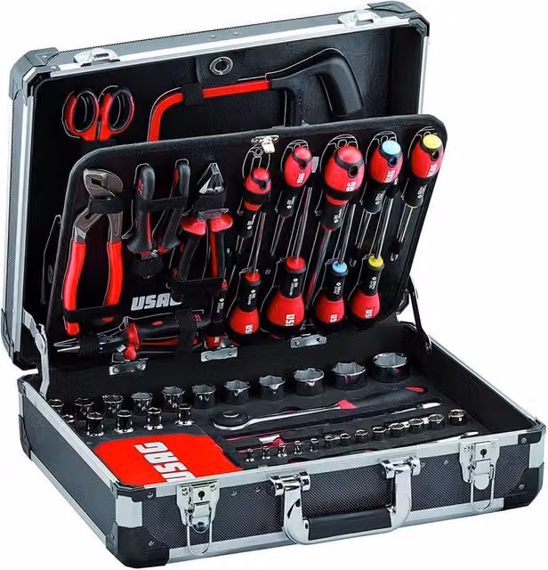 Valigia con set di utensili Usag JM 183 pezzi per manutenzione, kit assortito multicolore in alluminio e metallo – 1
