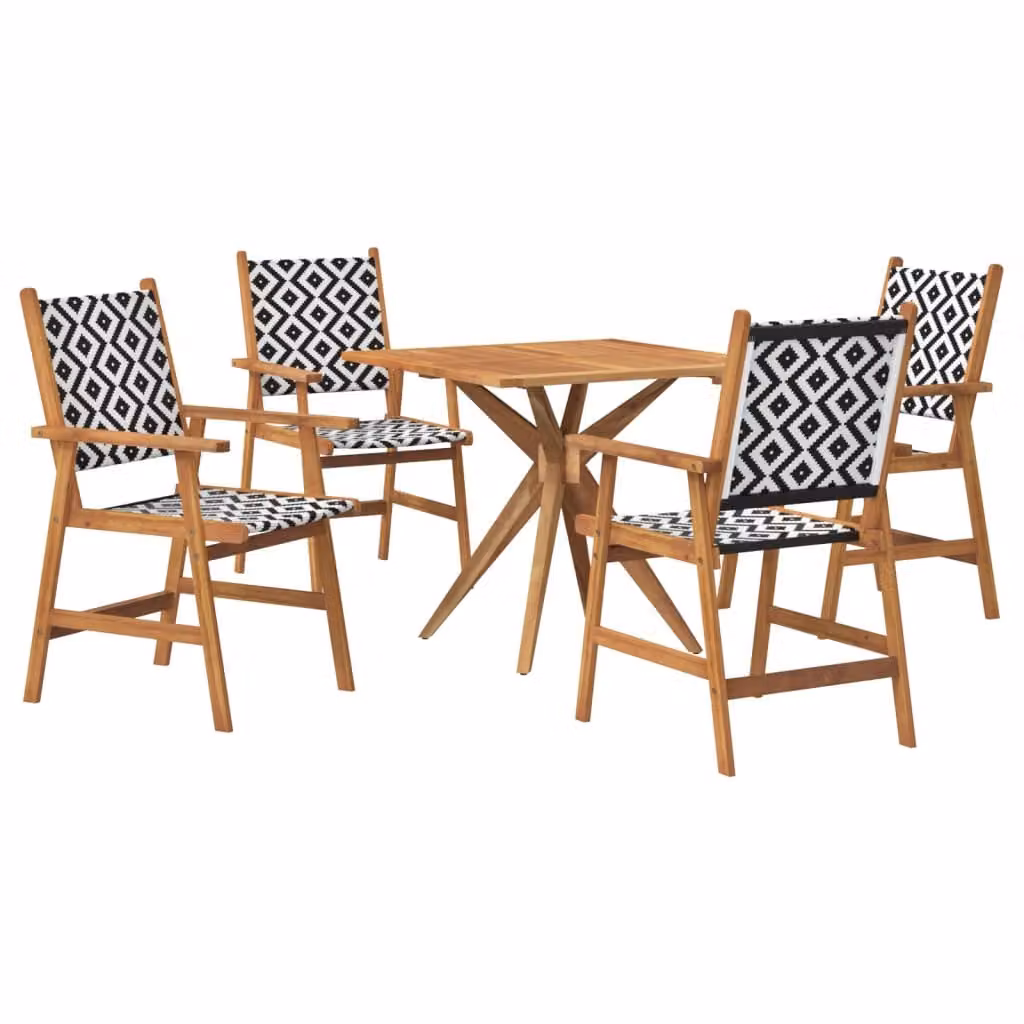Set da pranzo per giardino, 5 pezzi, in legno massello di acacia