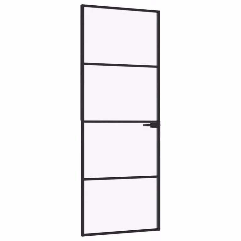 Porta Interna Nera 76x201,5cm Vetro Temperato Alluminio Sottile