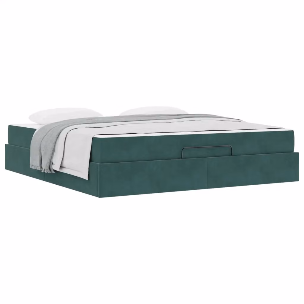 vidaXL Letto Moderno con Materasso in 2 Pezzi in Velluto Verde, L 180 x P 200 x H 43,5 cm – 2