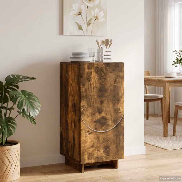 Credenza moderna vidaXL in legno ingegnerizzato color rovere fumo, L/P/H: 33,5 x 34,5 x 75 cm