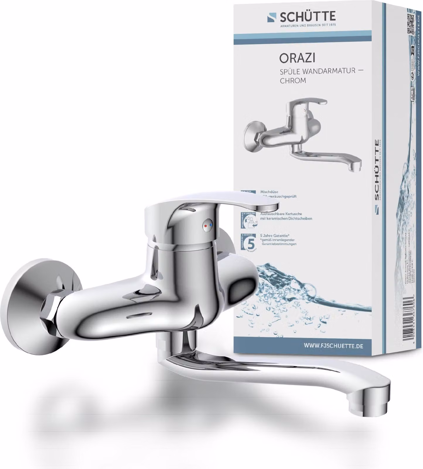 Rubinetto da cucina ORAZI di SCHÜTTE, rubinetto da cucina orientabile per montaggio a parete, miscelatore da cucina, cromo