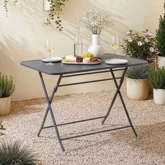 Tavolo pieghevole Sande en.casa con piano rettangolare nero in metallo L: 110 cm, P: 70 cm, H: 71 cm – 1