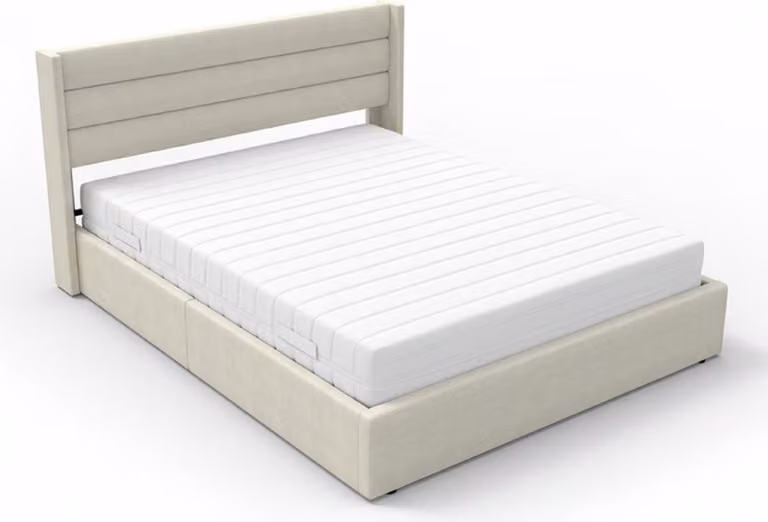 Letto HOME DELUXE LED – 160 x 200 cm, beige | Letto imbottito con illuminazione e materasso per un comfort moderno durante il sonno