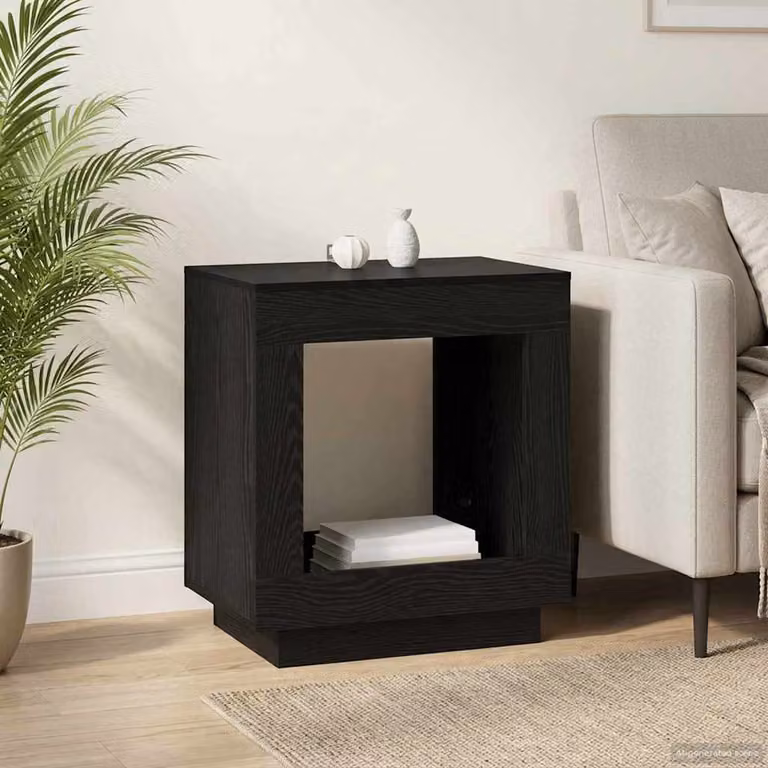 vidaXL Tavolo laterale moderno in MDF laminato nero L: 60 cm, P: 40 cm, H: 65 cm