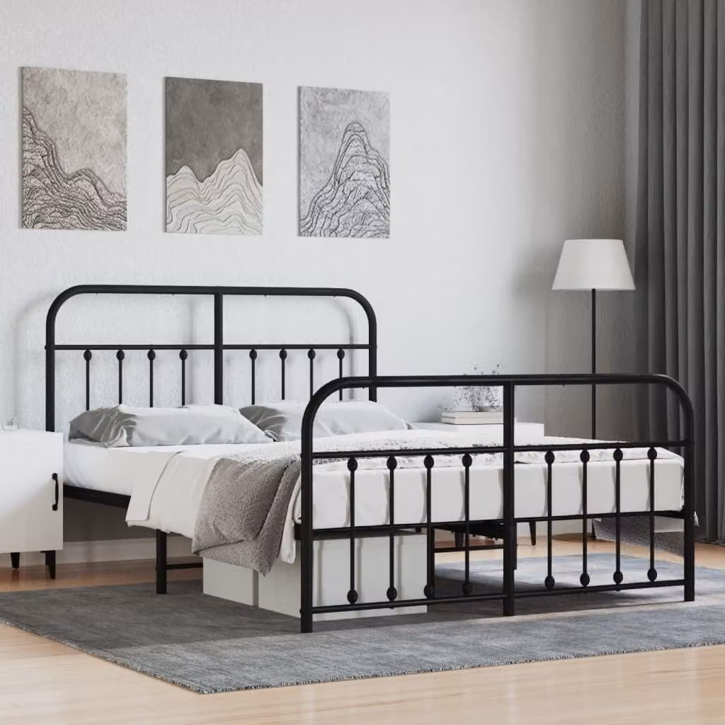 vidaXL Giroletto con testiera e pediera in metallo nero 140x200 cm - Giroletto - Cornici per letti - Giroletto - Letto