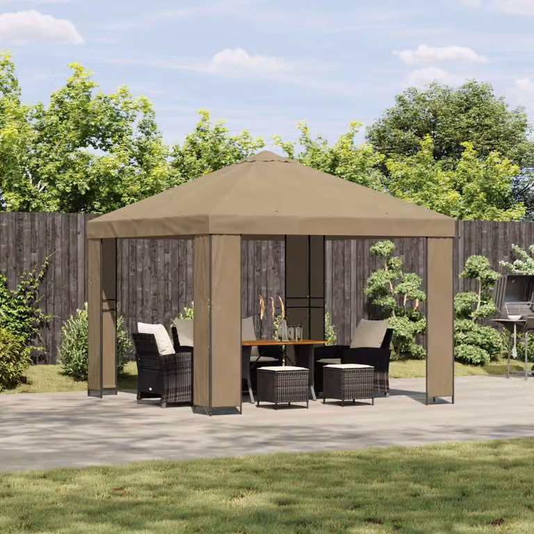 Gazebo vidaXL in acciaio e poliestere beige 3 x 3 m