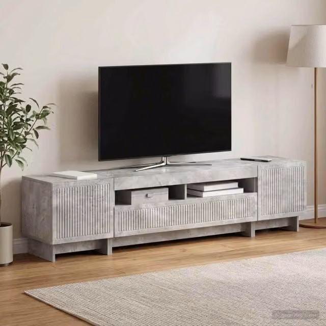 Mobile TV LED a 5 pezzi Grigio Cemento Legno ingegnerizzato 3416418