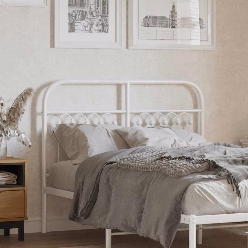 Testiera di ricambio in metallo vidaXL bianca in stile classico per letto da 120x200 cm