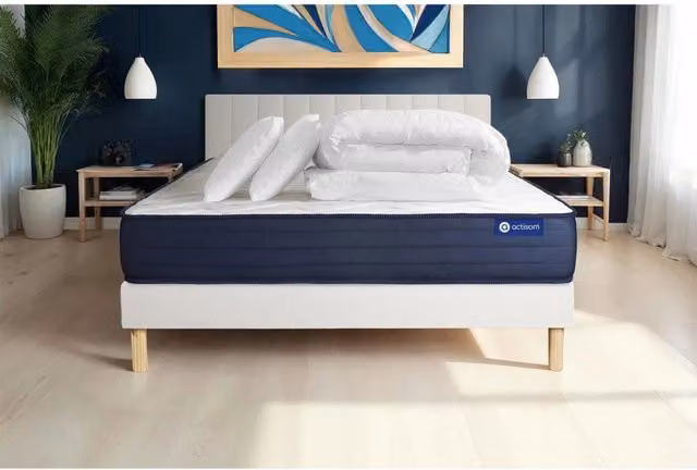 Pacchetto letto completo - Materasso 140x190cm + Box spring con doghe (kit) + 2 cuscini + Piumino - Actiflex Life