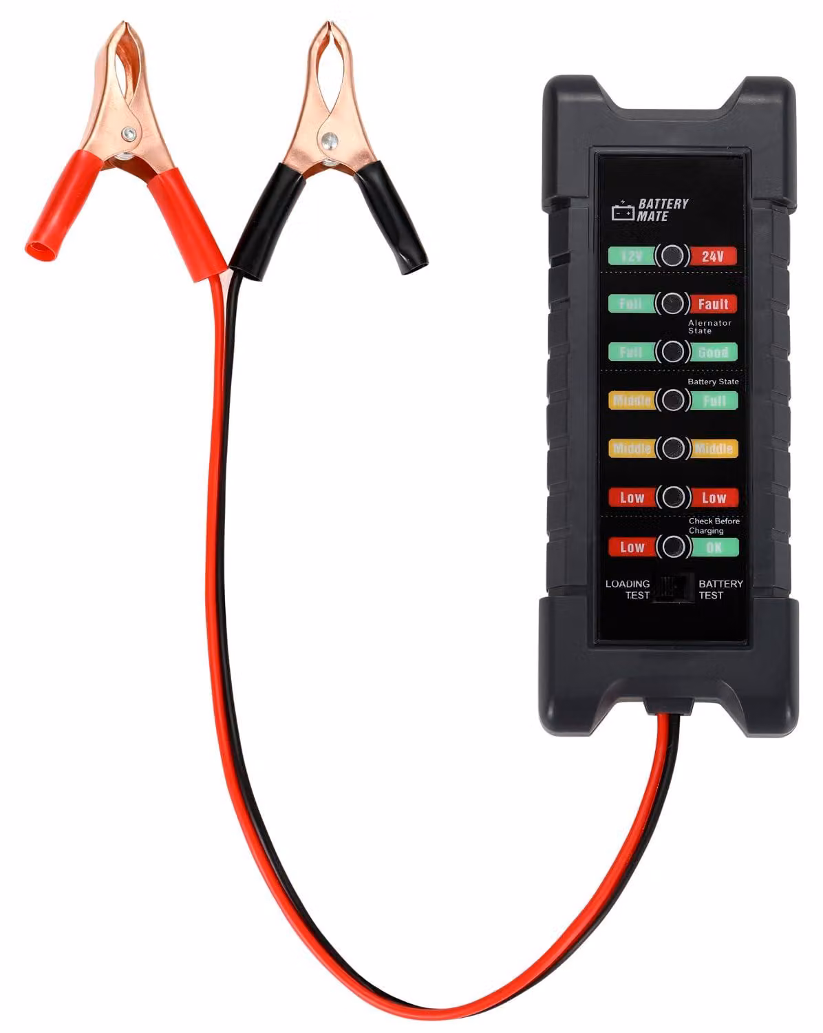 Tester automatico per batterie da 12V e 24V, con tester per dinamo e indicatore LED