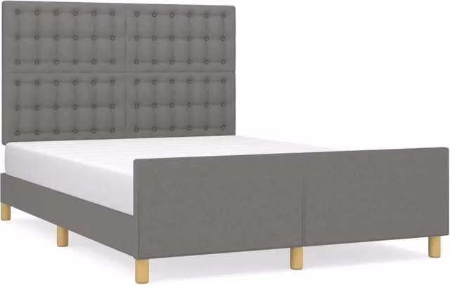Letto matrimoniale | Letto per adulti | Giroletto senza Materasso Grigio Scuro 140x200 cm Tessuto
