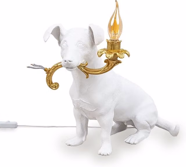 Seletti Rio Lampada da terra in ceramica bianca con dettagli oro/ottone
