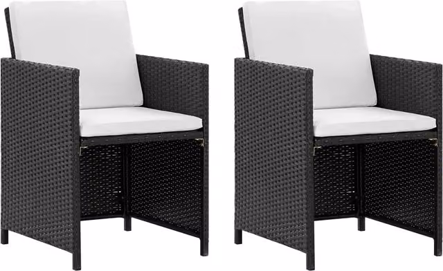 Set da Pranzo da Giardino 5 pz-Tavolo e sedie da giardino con Cuscini in Polyrattan Nero