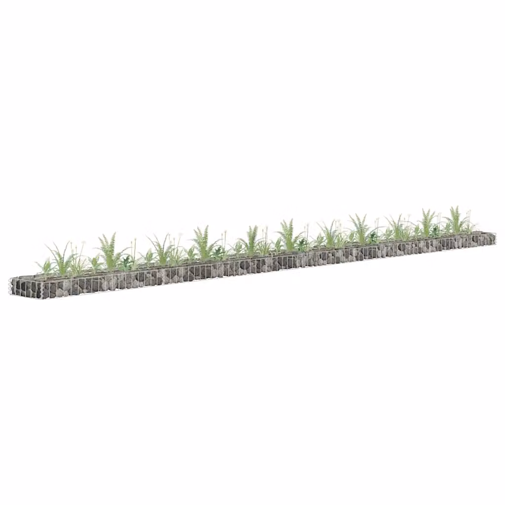 vidaXL Letto Rialzato a Gabbione in Acciaio Zincato Grigio L: 450 cm, P: 30 cm, H: 10 cm