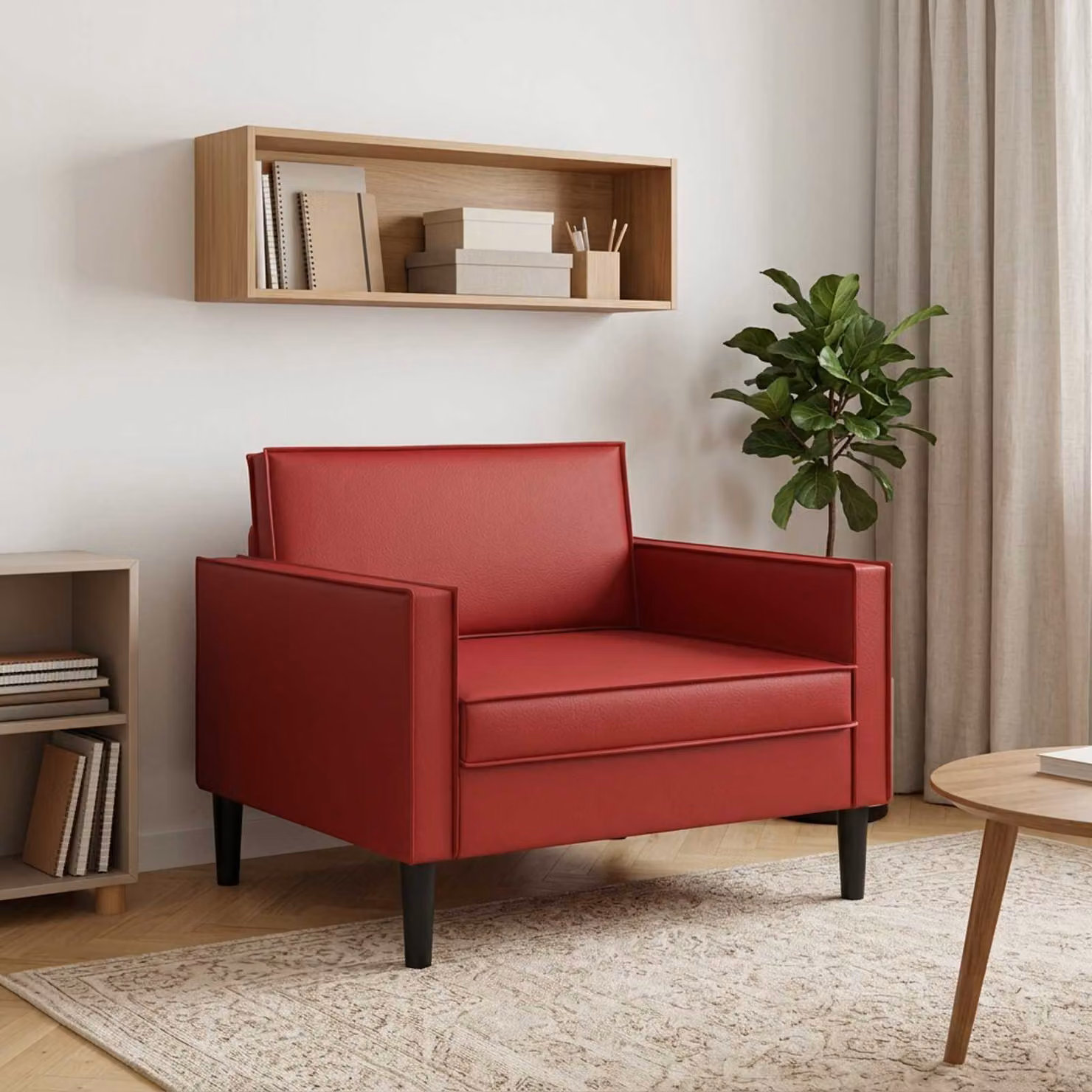 Poltrona XL vidaXL in similpelle rossa con braccioli per soggiorno e camera da letto L 84 cm, P 91 cm, H 105 cm
