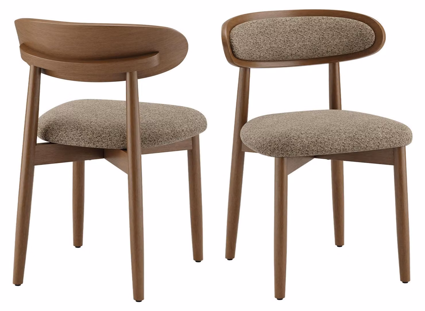 Set di 2 sedie da pranzo in legno massello, stile scandinavo, con schienale ergonomico e seduta imbottita, confortevoli e con supporto lombare