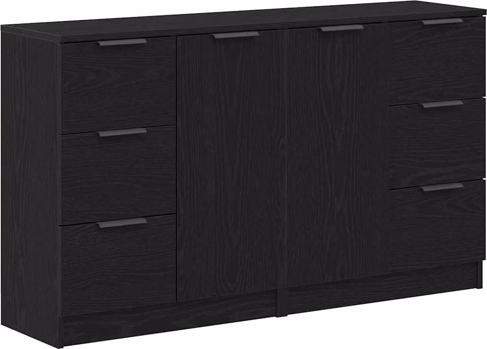 Credenza Rovere Nero 120 x 30 x 70 cm Legno multistrato
