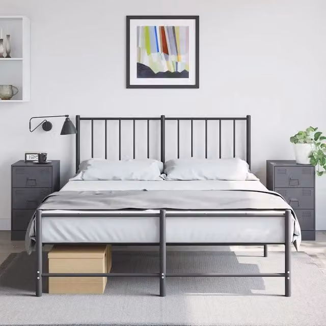 Comodini 2 pz-Set di 2 Tavolino da notte Antracite 34,5x39x62 cm in Acciaio