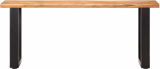 Panca con Bordi Vivi in Legno Massello di Acacia e Acciaio Stile Industrial, L: 110 cm, H: 46 cm, P: 35 cm
